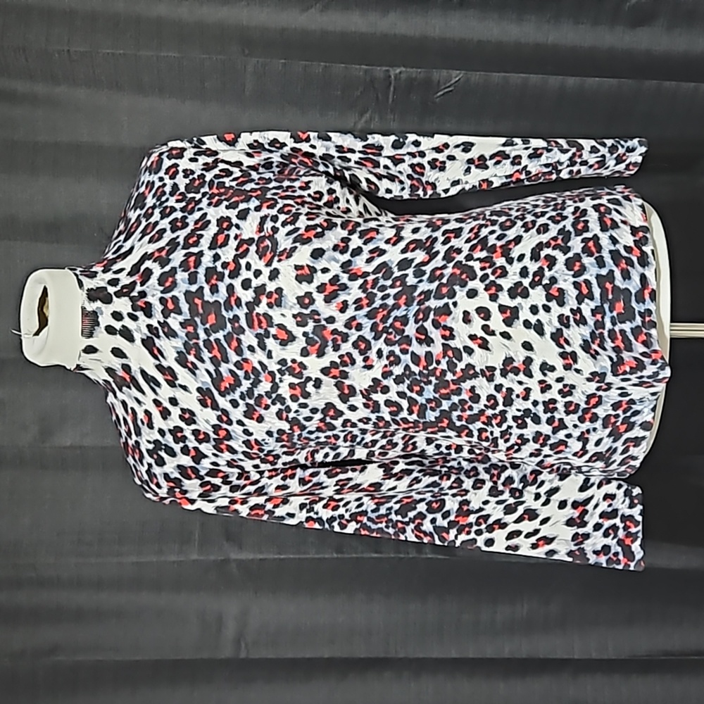 Leopard print mock turtleneck